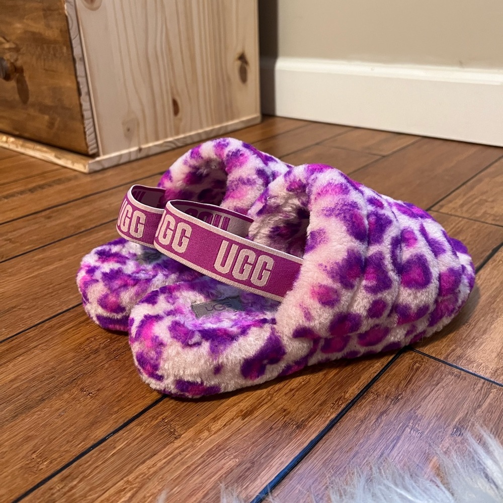 UGG Fluff Yeah Pink Leopard Slides